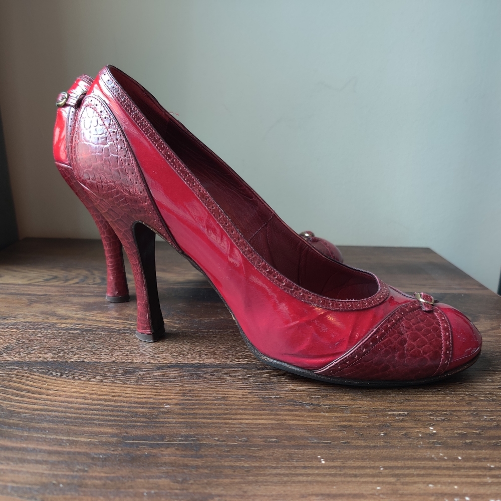 Marc Jacobs Red Patent Leather Pumps Heels 10 / 41.5 - Picture 6 of 15